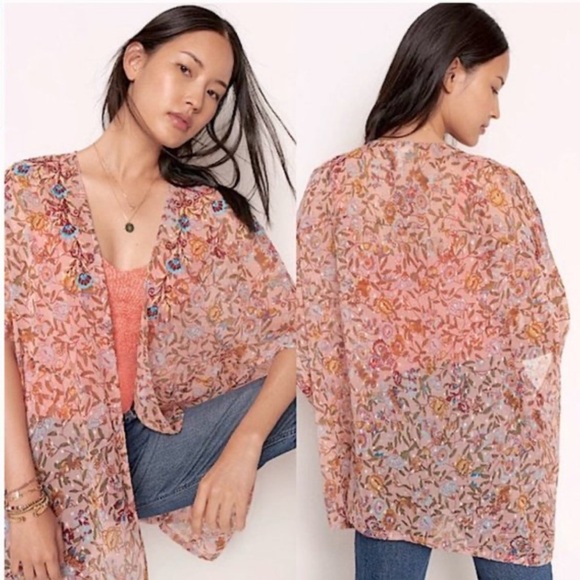 Anthropologie Andersen & Lauth Bella Shimmer Kimono Pink One size - Picture 1 of 6